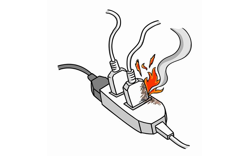 電源コードで火災事故イメージ